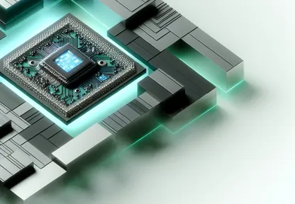 Abstract technology illustration suggesting semiconductor manufacturing, supply chains, and large-scale compute infrastructure.