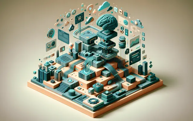 Abstract illustration representing open source AI tools used in developer workflows.