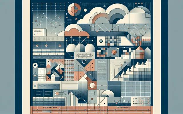 Abstract illustration representing research infrastructure and the flow of open scientific papers.